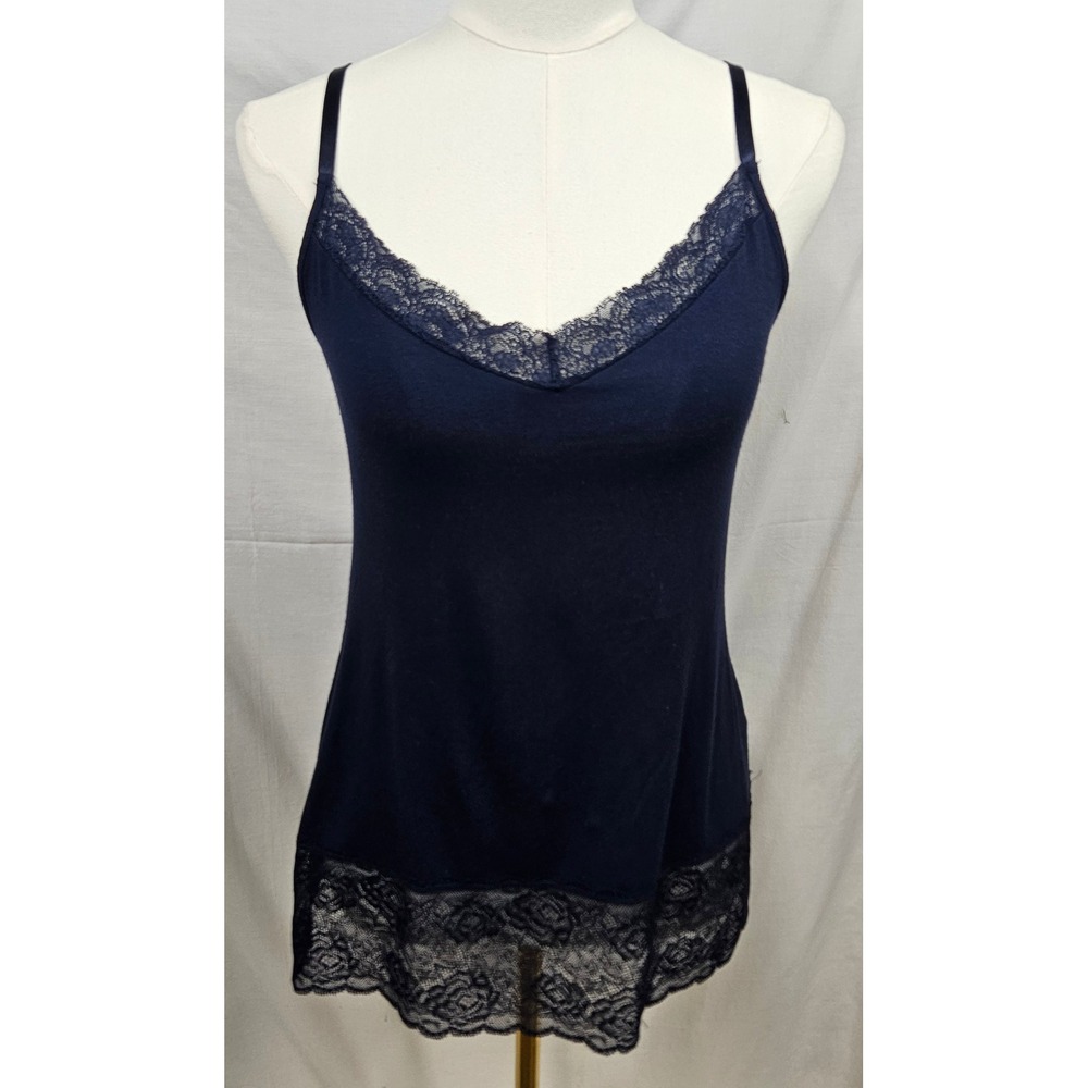The Limited Navy Blue Lace Trim Camisole Adjustable Strap Tank Top M Y2k